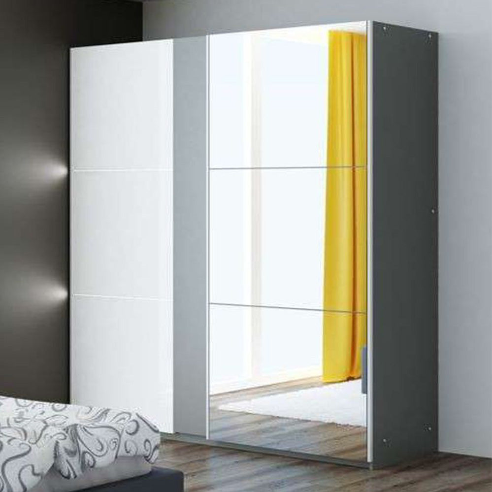 TUNIS 200cm Sliding Door Wardrobe Graphite+Mirror