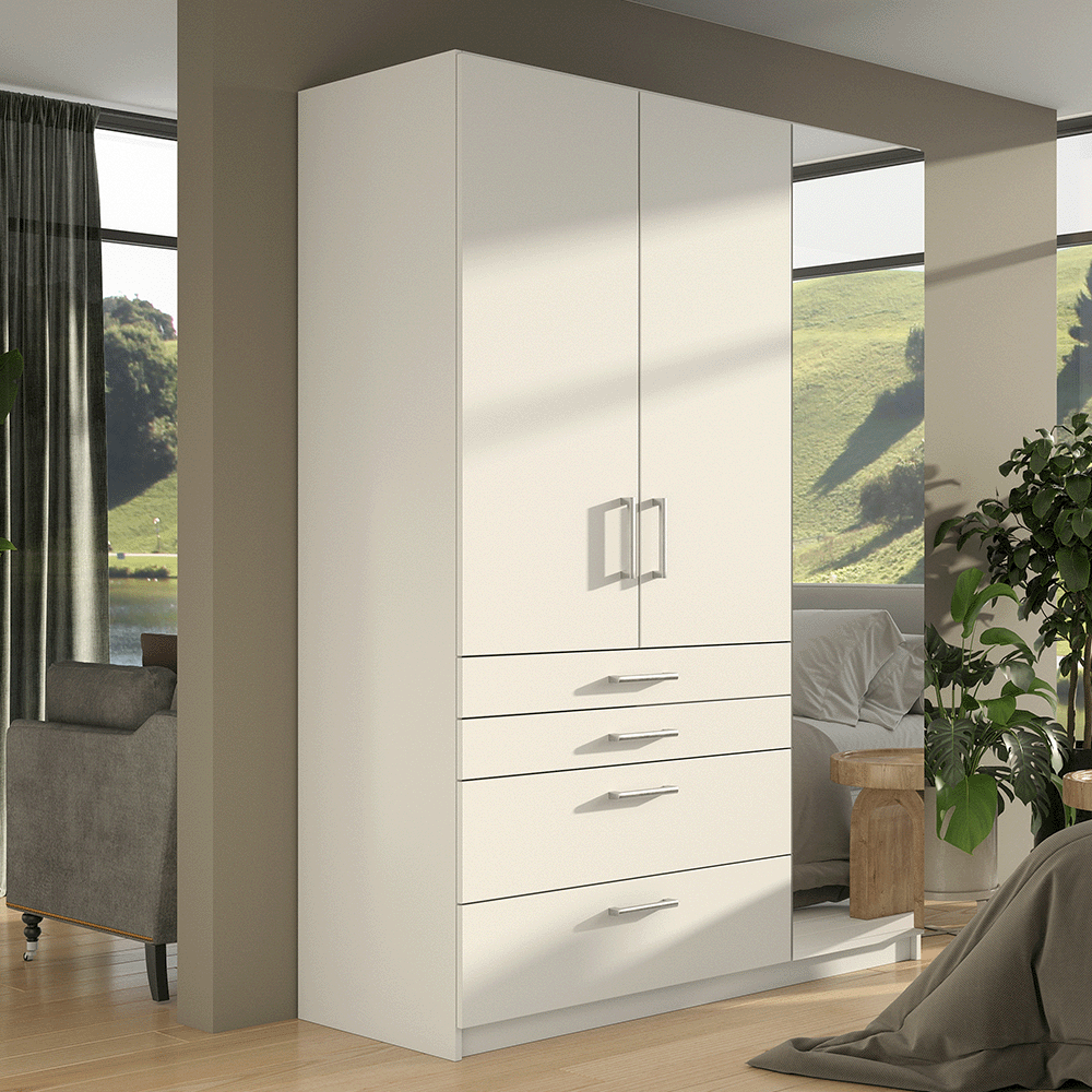 Wardrobe PEKOS 150 LUX White + Mirror