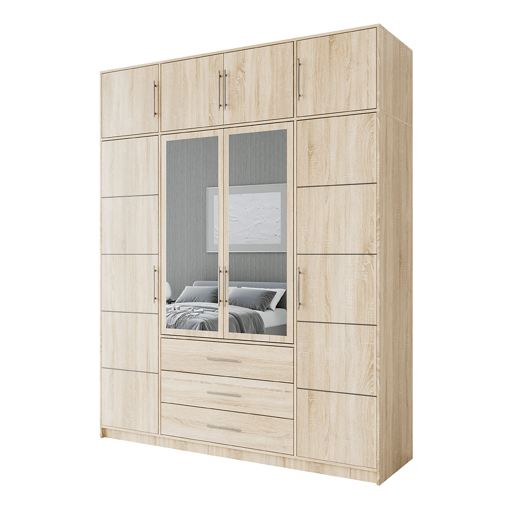 Wardrobe BALI D4 Oak Sonoma + Mirror with extension