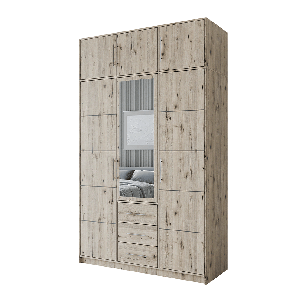 Wardrobe BALI D3 Oak Wellington + Mirror with extension