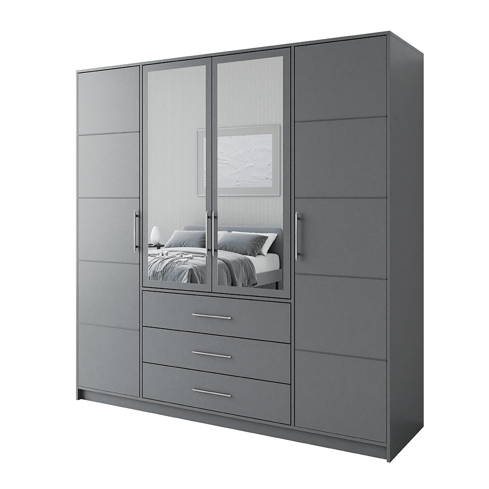 Wardrobe BALI D4 Graphite + Mirror