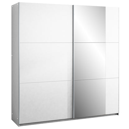 BASTIA 150cm Sliding Door Wardrobe White+Mirror