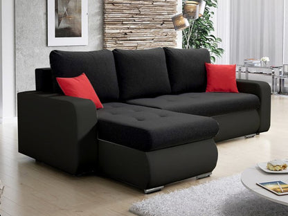 Corner Sofa Bed DAVID Black / black