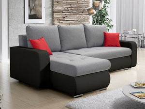 Corner Sofa Bed DAVID Grey / Black