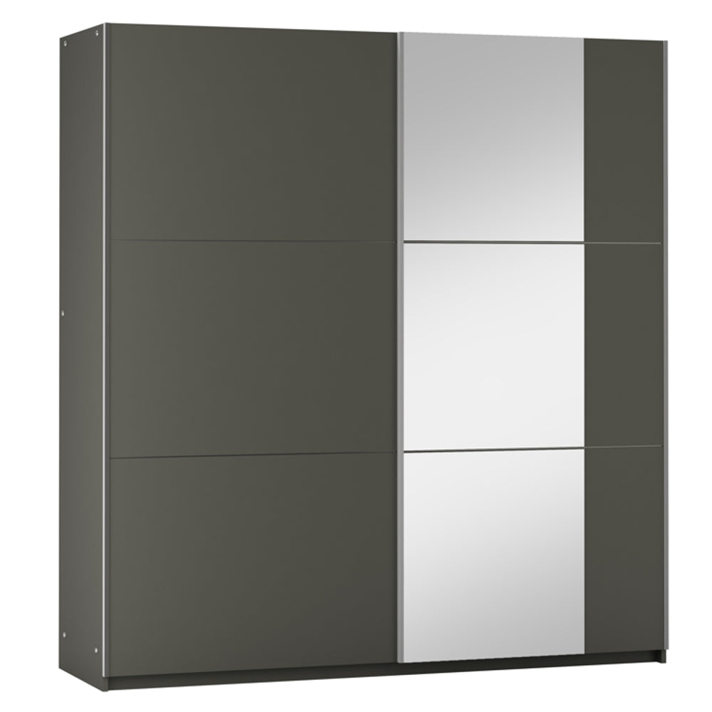 BASTIA 150cm Sliding Door Wardrobe Graphite+Mirror