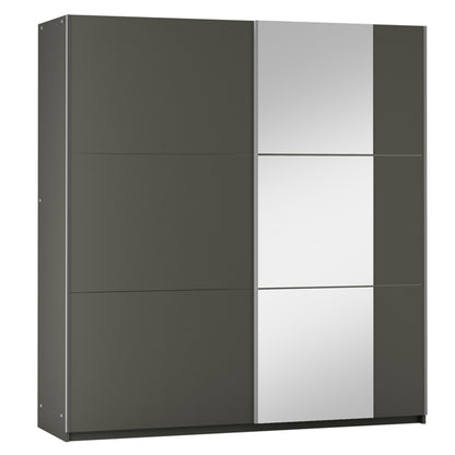 BASTIA 150cm Sliding Door Wardrobe Graphite+Mirror