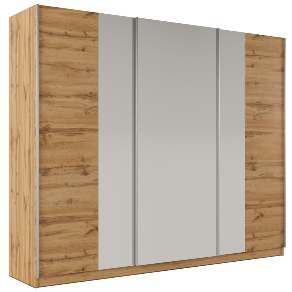 PRAGA 250cm Sliding Door Wardrobe Oak Wotan