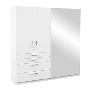 Wardrobe PEKOS 200 LUX White + Mirror