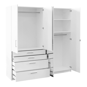 Wardrobe PEKOS 200 LUX White + Mirror