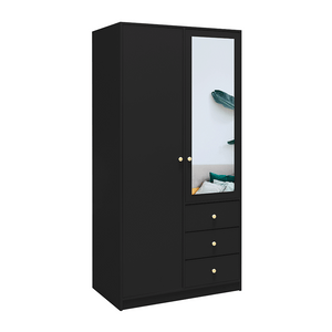 Wardrobe SIENA D2 Black + Mirror