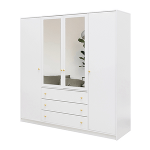 Wardrobe SIENA D4 White + Mirror