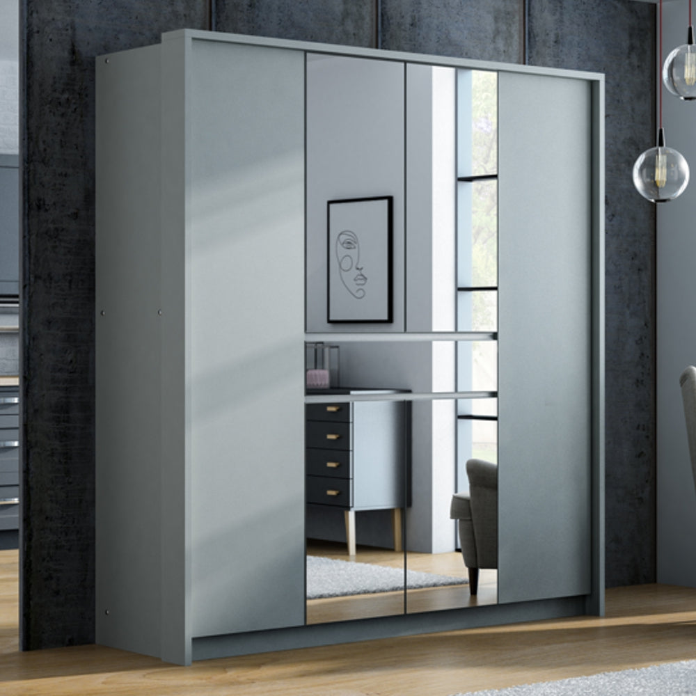 SPLIT 200cm Hinged Door Wardrobe Platinum