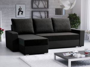 Corner Sofa Bed VINCENT 2 Black / Black