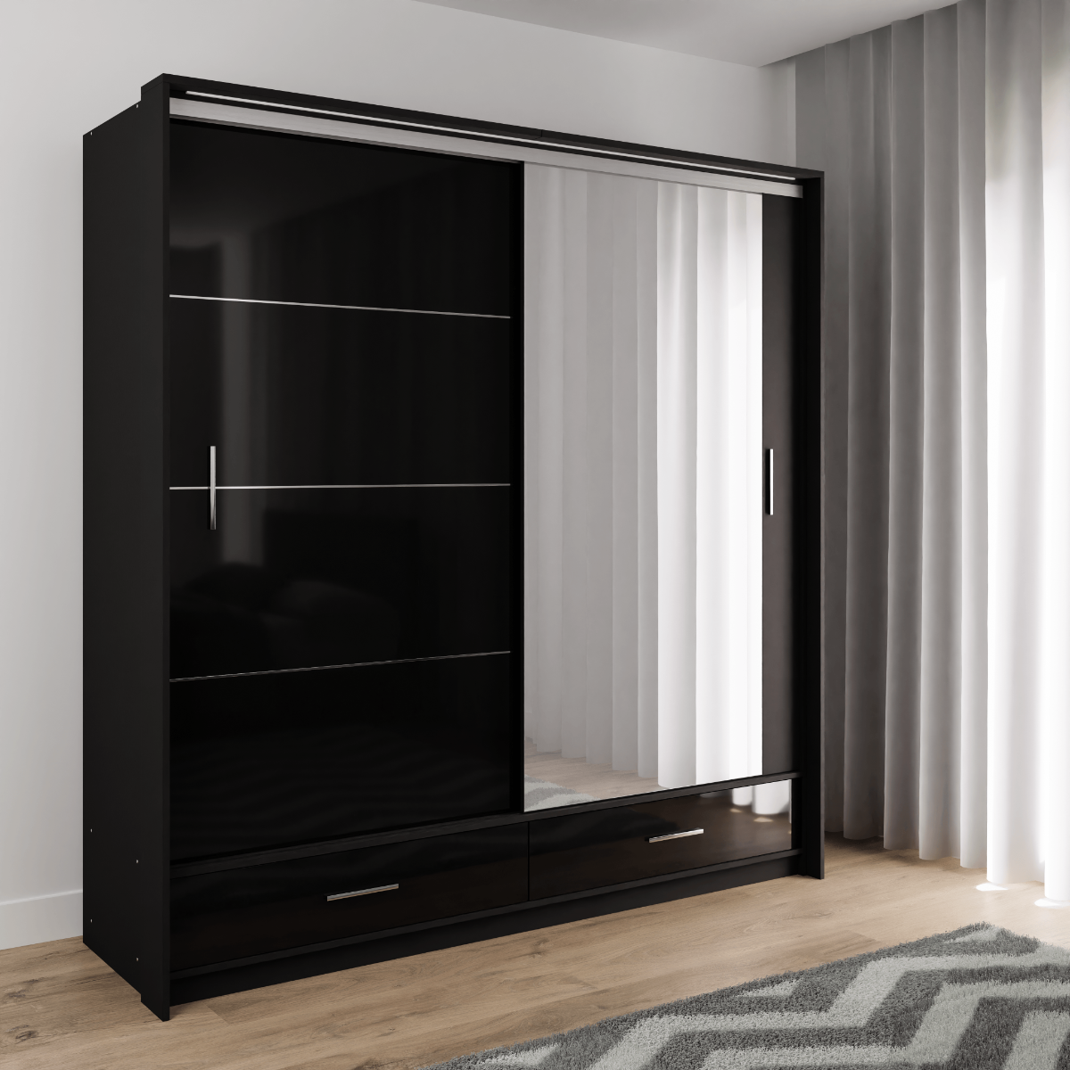 Sliding Door Wardrobe MARSYLIA 208 Black