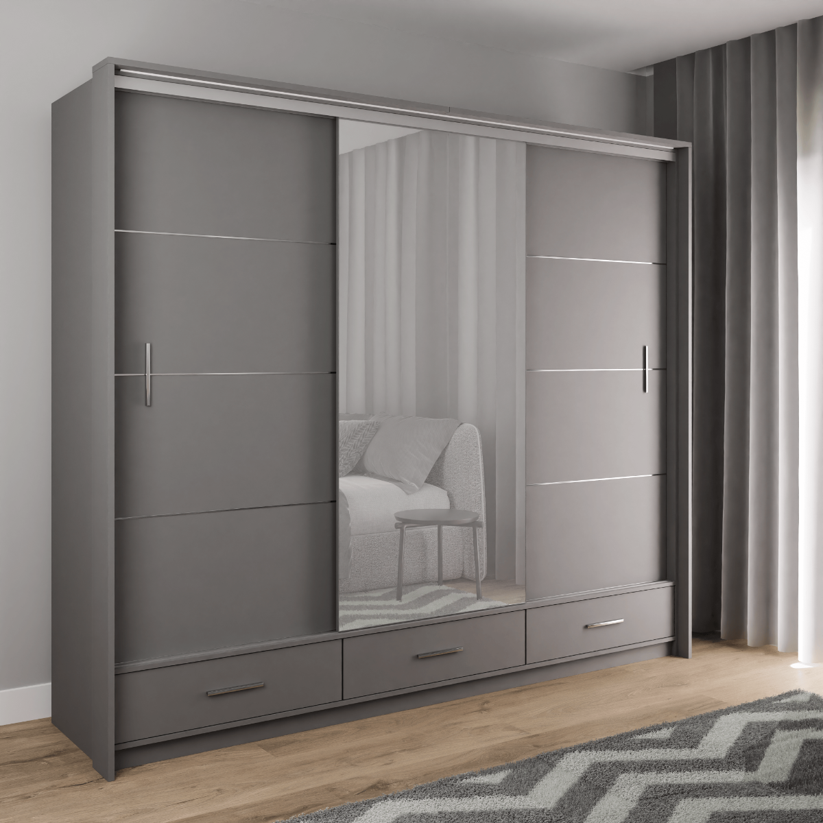 Sliding Wardrobe MARSYLIA 255 Graphite